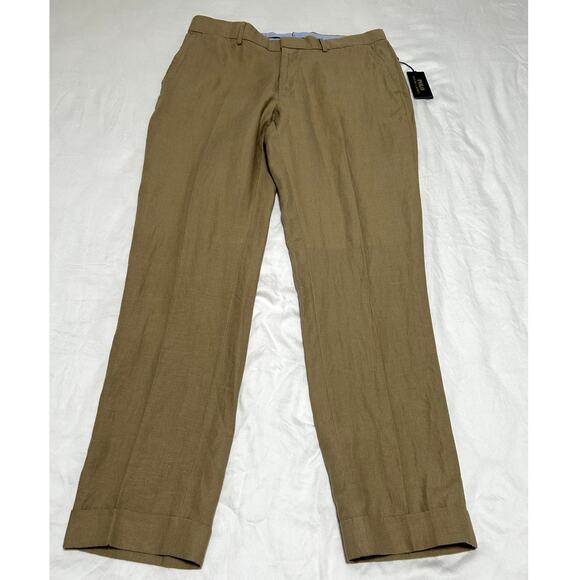 Polo Ralph Lauren Classics Mens Linen Suit Trousers Pants Coastal Beige 36x32 - Picture 1 of 6